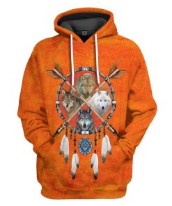 Gearhumans Native Wolf Dreamcatcher Tshirt Hoodie Apparel GB180324 3D Apparel Hoodie S 