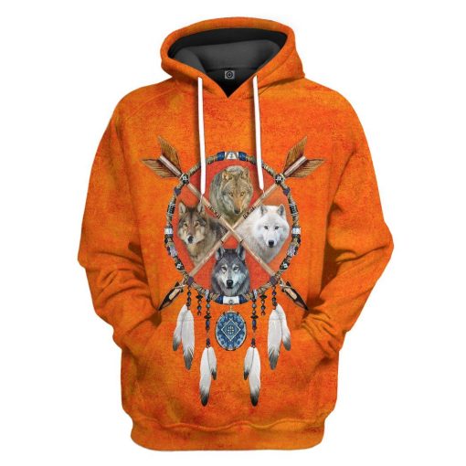 Gearhumans Native Wolf Dreamcatcher Tshirt Hoodie Apparel GB180324 3D Apparel Hoodie S