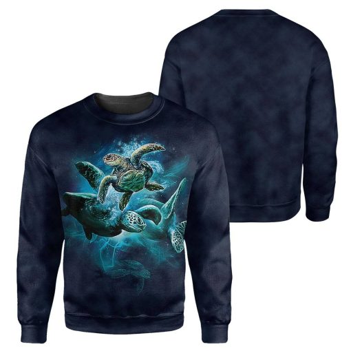 Gearhumans Navy Sea Turtle - 3D All Over Printed Shirt shirt 3D Apparel LONG SLEEVE S