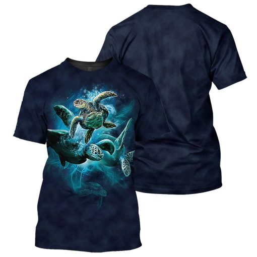 Gearhumans Navy Sea Turtle - 3D All Over Printed Shirt shirt 3D Apparel T-SHIRT S