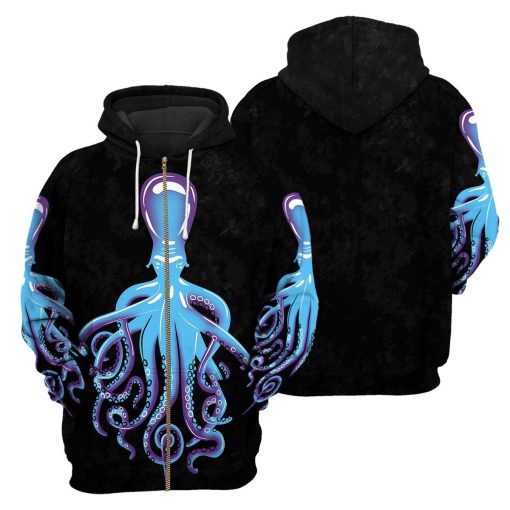 Gearhumans Octopus Scuba Diving - 3D All Over Printed Shirt shirt 3D Apparel ZIP HOODIE S