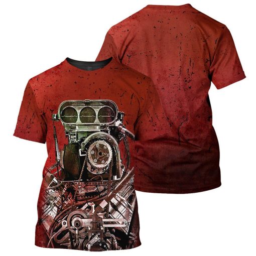Gearhumans Red Drag Racing- 3D All Over Printed Shirt shirt 3D Apparel T-SHIRT S