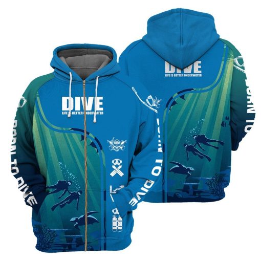 Gearhumans Scuba Diving - 3D All Over Printed Shirt shirt 3D Apparel ZIP HOODIE S