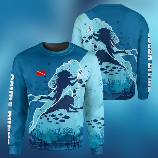 Gearhumans Scuba Diving Female Design - 3D All Over Printed Shirt shirt 3D Apparel LONG SLEEVE S