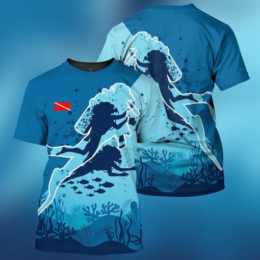 Gearhumans Scuba Diving Female Design - 3D All Over Printed Shirt shirt 3D Apparel T-SHIRT S