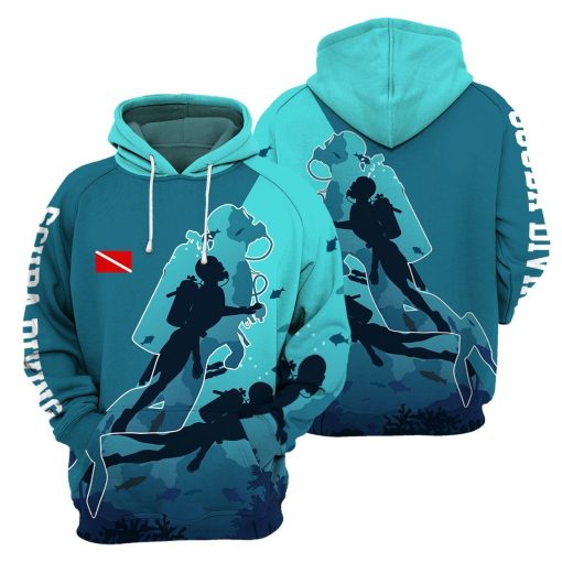 Gearhumans Scuba Diving Flag - 3D All Over Printed Shirt shirt 3D Apparel HOODIE S