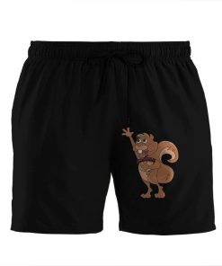 Gearhumans Squirrel Black Custom Beach Shorts Swim Trunks GV09073 Men Shorts Men Shorts S