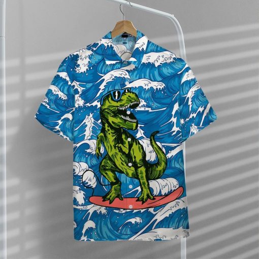 Gearhumans T Rex Surfing Hawaii Shirt ZK1305217 Hawai Shirt