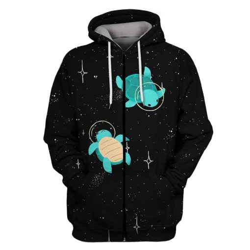 Gearhumans turtle astronaut Custom T-shirt - Hoodies Apparel HD-GH20360 3D Apparel Zip Hoodie S