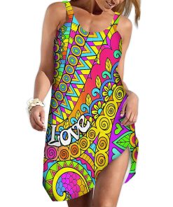 Gerhumans 3D Dont Worry Be Hippie Custom Sleeveless Beach Dress GO21062117 Beach Dress Beach Dress S 