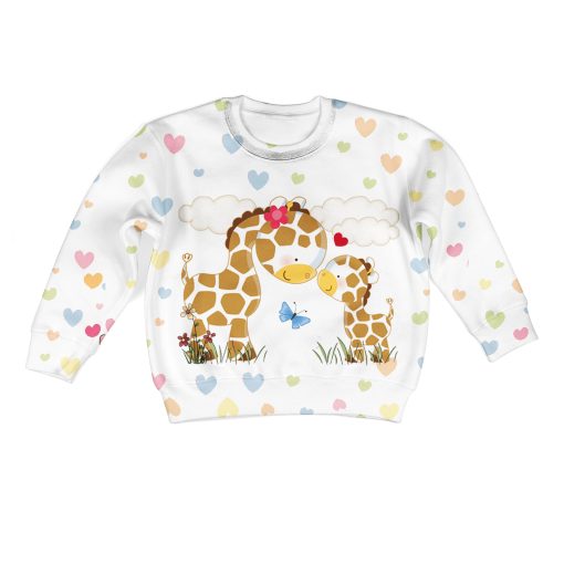 Giraffe And Her Kid Custom Hoodies T-shirt Apparel HD-PET110339K kid 3D apparel Kid Sweatshirt S/6-8
