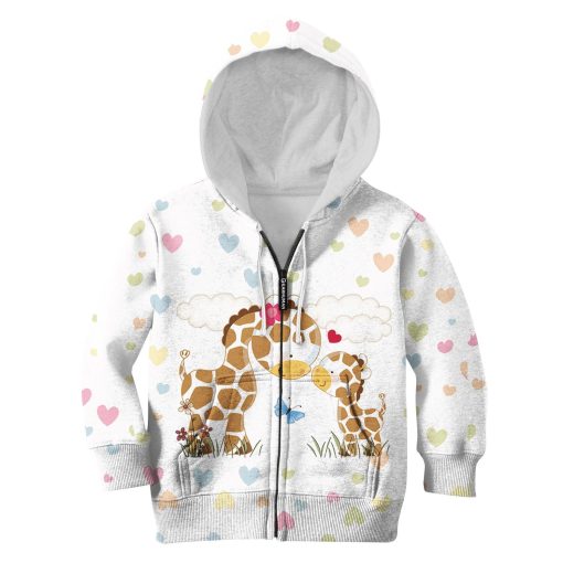 Giraffe And Her Kid Custom Hoodies T-shirt Apparel HD-PET110339K kid 3D apparel Kid Zip Hoodie S/6-8