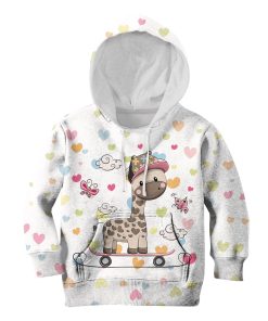 Giraffe Playing Skateboard Custom Hoodies T-shirt Apparel HD-PET110338K kid 3D apparel Kid Hoodie S/6-8 