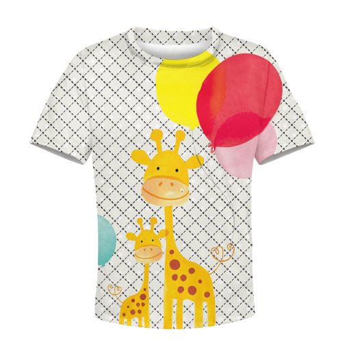 Giraffe with balloon Kid Custom Hoodies T-shirt Apparel HD-PET110288K kid 3D apparel Kid T-Shirt XS