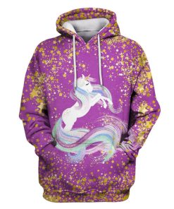 Golden Stars Around Unicorn Custom T-shirt - Hoodies Apparel UNI110143 3D Custom Fleece Hoodies Hoodie S 