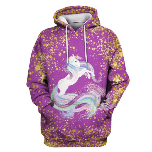 Golden Stars Around Unicorn Custom T-shirt - Hoodies Apparel UNI110143 3D Custom Fleece Hoodies Hoodie S