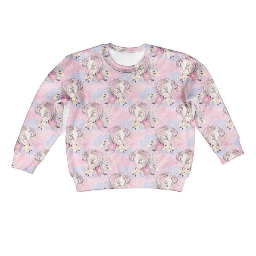 Graceful Unicorns And Flowers Custom Hoodies T-shirt Apparel HD-PET110354K kid 3D apparel Kid Sweatshirt S/6-8