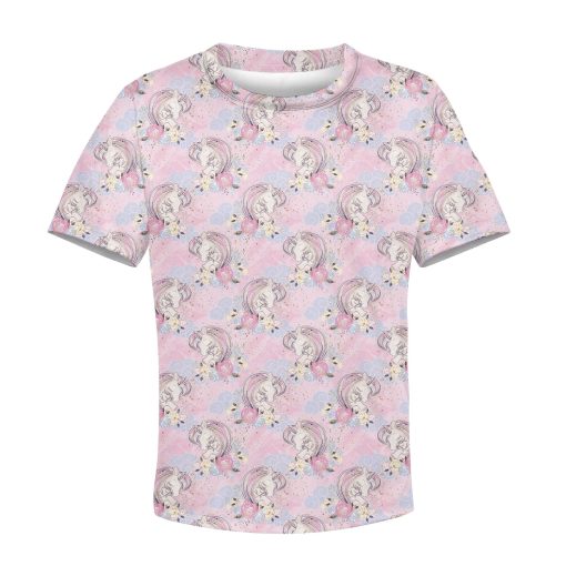 Graceful Unicorns And Flowers Custom Hoodies T-shirt Apparel HD-PET110354K kid 3D apparel Kid T-Shirt XS