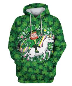 Green Man Riding Unicorn Custom T-shirt - Hoodies Apparel HD-PET110438 3D Custom Fleece Hoodies Hoodie S 