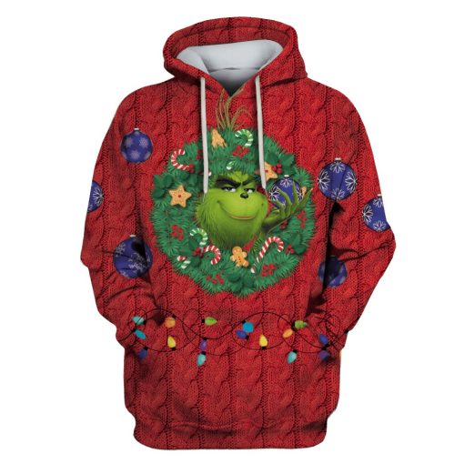 Grinch in christmas day Custom T-shirt - Hoodies Apparel HD-UGL110217 3D Custom Fleece Hoodies Hoodie S
