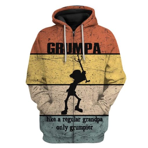 Grumpy Granpa Custom T-Shirts Hoodies Apparel HD-TA1301205 3D Custom Fleece Hoodies Zip Hoodie S