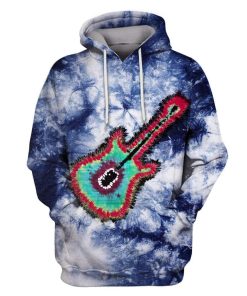 Guitar in the Tie Dye background Custom T-shirt - Hoodies Apparel HD-GH1106127 3D Custom Fleece Hoodies Hoodie S 