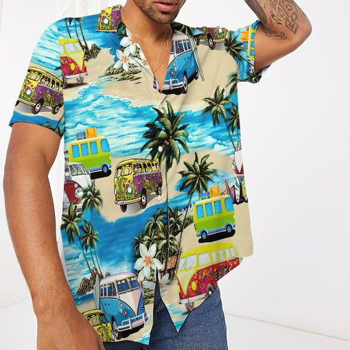 Gearhumans 3D Summer Bus Custom Name Hawaii Shirt