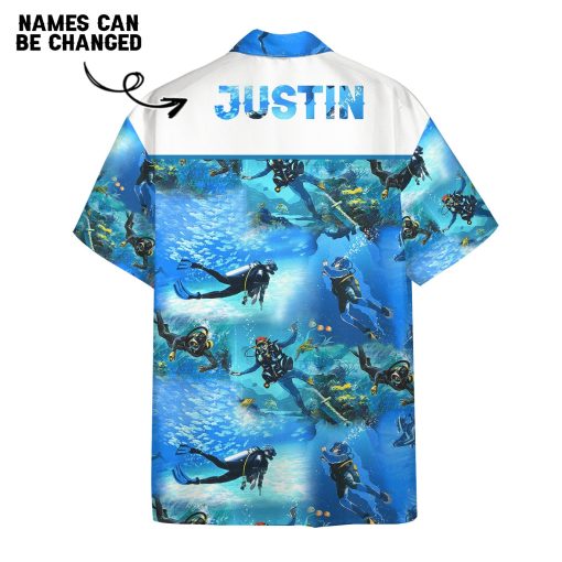 Gearhumans 3D Scuba Diving Custom Name Hawaii Shirt