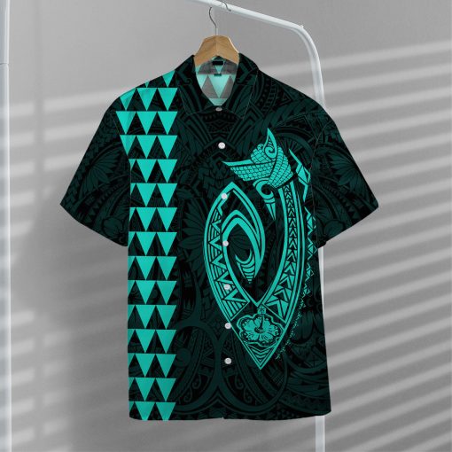 Gearhumans 3D Turquoise Fish Hook Hawaii Shirt