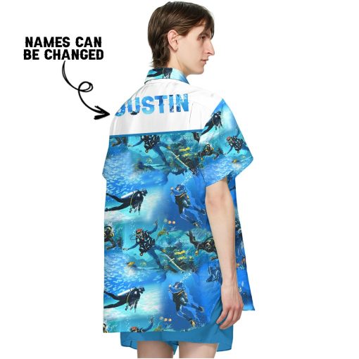 Gearhumans 3D Scuba Diving Custom Name Hawaii Shirt