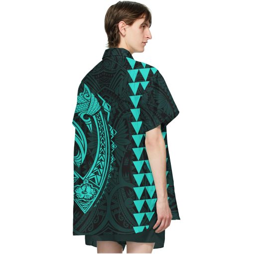 Gearhumans 3D Turquoise Fish Hook Hawaii Shirt