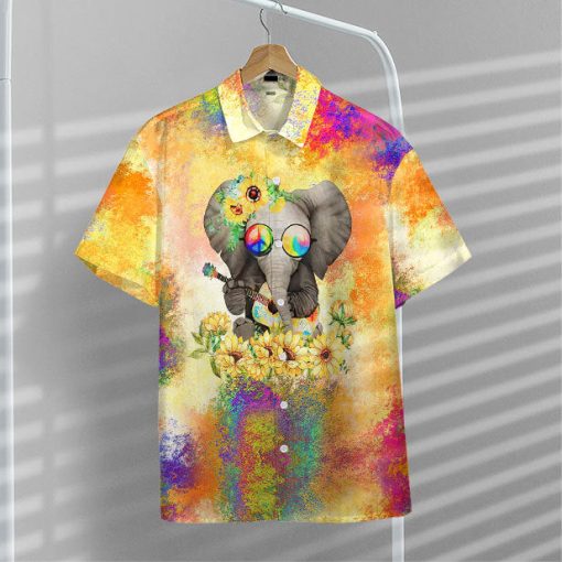 Gearhumans 3D Sunflower Elephant Hippie Hawaii Shirt - Image 5