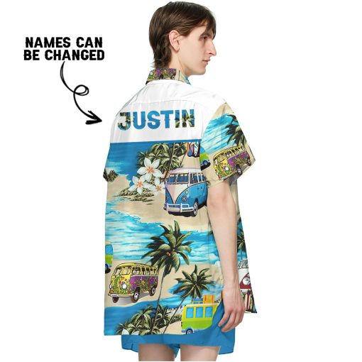 Gearhumans 3D Summer Bus Custom Name Hawaii Shirt