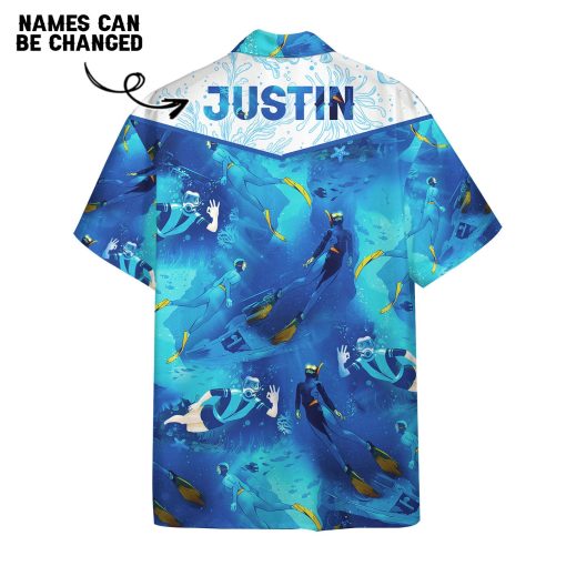 Gearhumans 3D Freediving Custom Name Hawaii Shirt - Image 2
