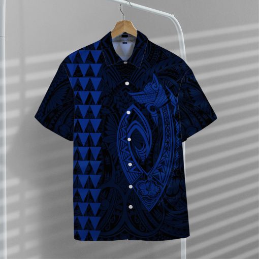 Gearhumans 3D Blue Fish Hook Hawaii Shirt