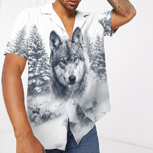 Gearhumans 3D Wolf Snow Hawaii Shirt