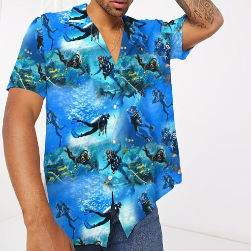Gearhumans 3D Scuba Diving Custom Name Hawaii Shirt