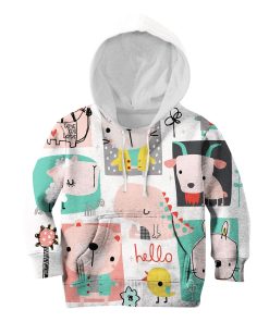 Hello, we're fabalous animals Custom Hoodies T-shirt Apparel HD-PET110296K kid 3D apparel Kid Hoodie S/6-8