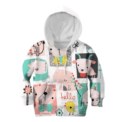 Hello, we're fabalous animals Custom Hoodies T-shirt Apparel HD-PET110296K kid 3D apparel Kid Hoodie S/6-8