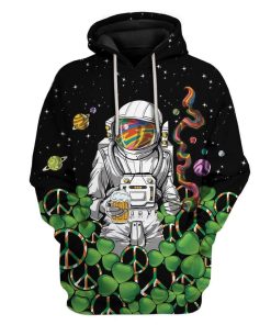 Hippie Astronaut St Patrick's Day Custom T-Shirts Hoodies Apparel HD-TA0402201 3D Custom Fleece Hoodies Hoodie S 