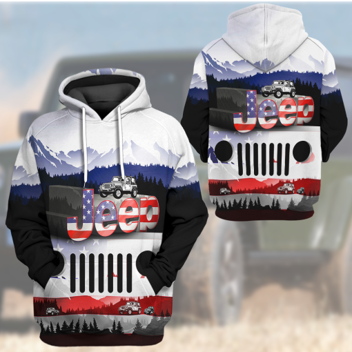 Gearhumans 3D Jeep American Flag Tshirt Hoodie Apparel