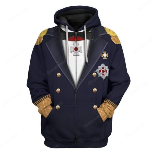 Hoodie Custom Wilhelm von Tegetthoff Apparel HD-AT14101916 3D Custom Fleece Hoodies Zip Hoodie S