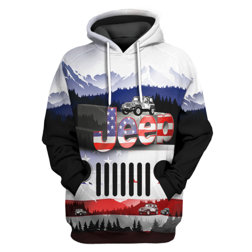 Gearhumans 3D Jeep American Flag Tshirt Hoodie Apparel