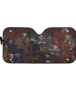 Horror Icons Playing Poker Custom Auto Car Sunshade GN23071 Auto Sunshade 57''x27.5'' 