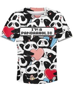 I Am A PandaAholic Kid Custom Hoodies T-shirt Apparel HD-PET110203K kid 3D apparel Kid T-Shirt XS