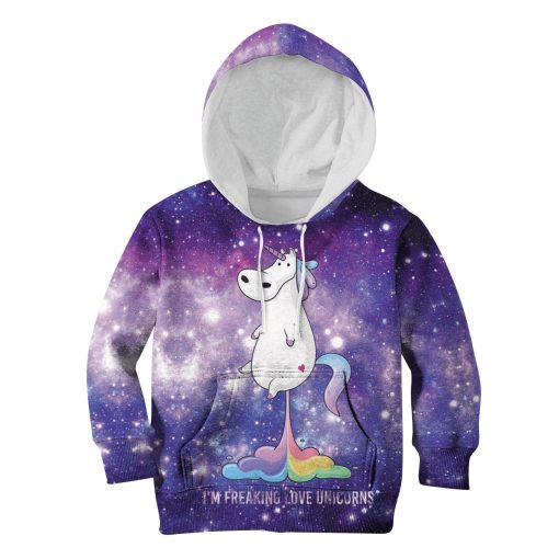 I AM FREAKING LOVE UNICORN Kid Custom Hoodies T-shirt Apparel HD-UNI110128K kid 3D apparel Kid Hoodie S/6-8