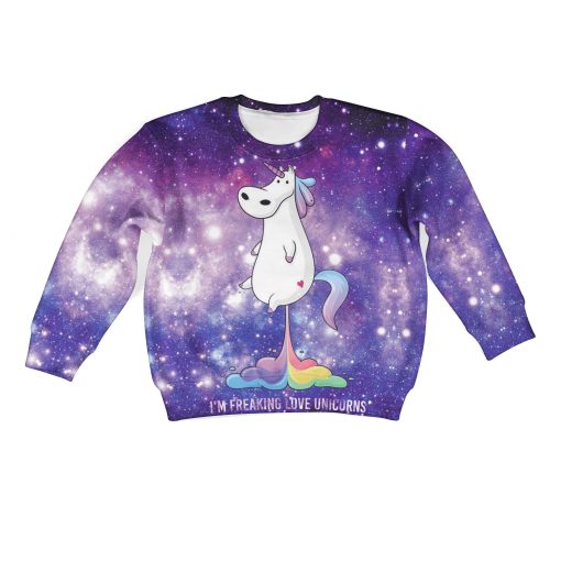 I AM FREAKING LOVE UNICORN Kid Custom Hoodies T-shirt Apparel HD-UNI110128K kid 3D apparel Kid Sweatshirt S/6-8