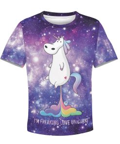 I AM FREAKING LOVE UNICORN Kid Custom Hoodies T-shirt Apparel HD-UNI110128K kid 3D apparel Kid T-Shirt XS