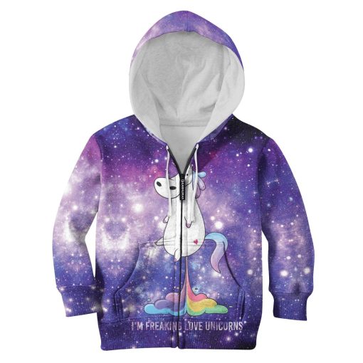 I AM FREAKING LOVE UNICORN Kid Custom Hoodies T-shirt Apparel HD-UNI110128K kid 3D apparel Kid Zip Hoodie S/6-8