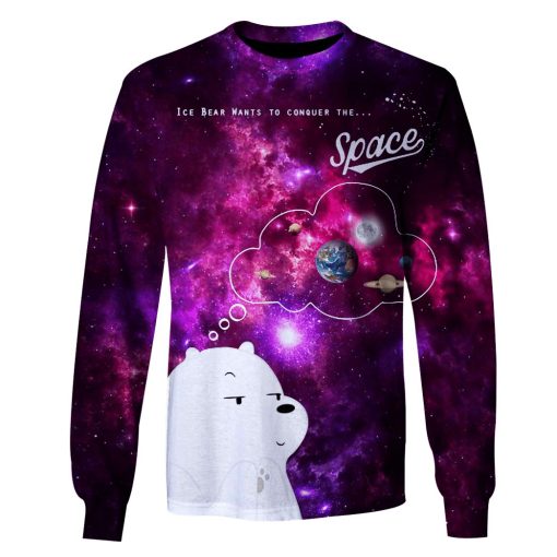 Gearhumans Ice bear wants to conquer the space Custom T-shirt - Hoodies Apparel 2 Ice bear wants to conquer the space Custom T-shirt - Hoodies Apparel GH110384 3D Custom Fleece Hoodies Long Sleeve S